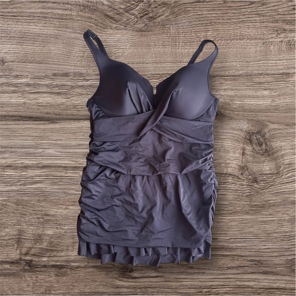 Swimsuits for All NEW Solid Black One Piece RuchedSwimsuit Dress in plus size 22 - Picture 2 of 15